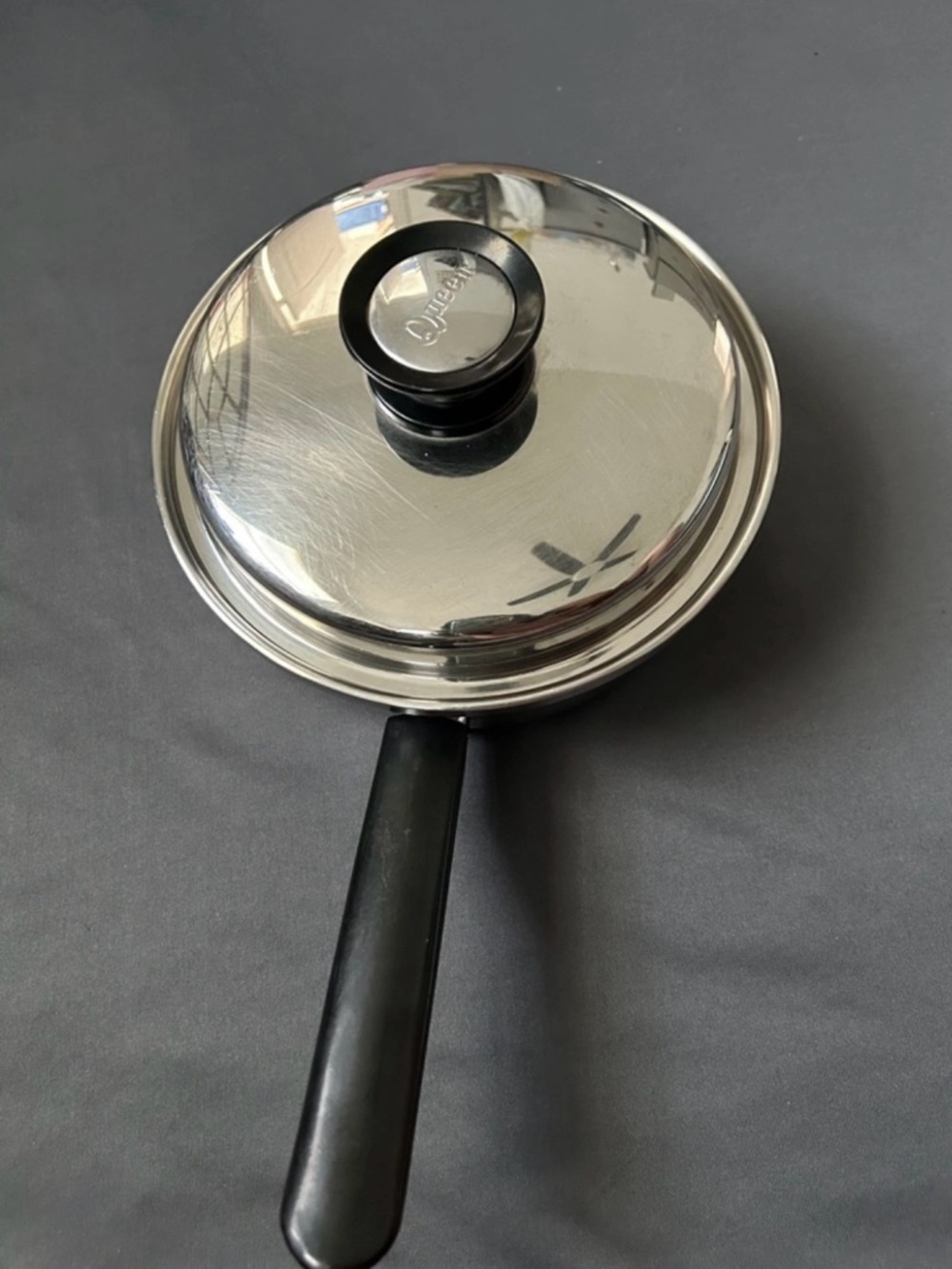 Vintage Amway Queen Multi-Ply 18/8 Stainless Steel Pot Pan w/Lid USA Made 1.5Qt